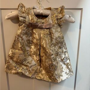 Elegant Gold Floral Baby Dress